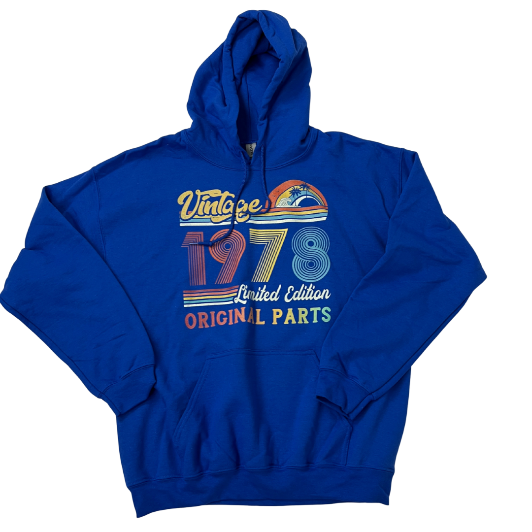 Front view of the men's Gildan Vintage 70's Hoodie