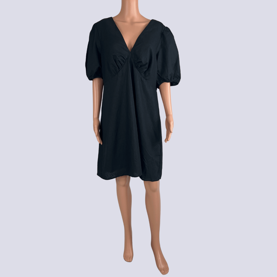 A&H Thalia Vneck Linen Blens Mini Dress 18