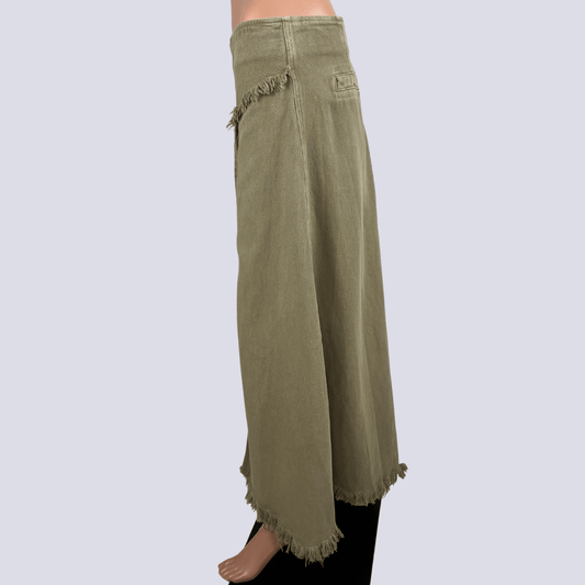 Side view of the Lioness Khaki Denim Skirt