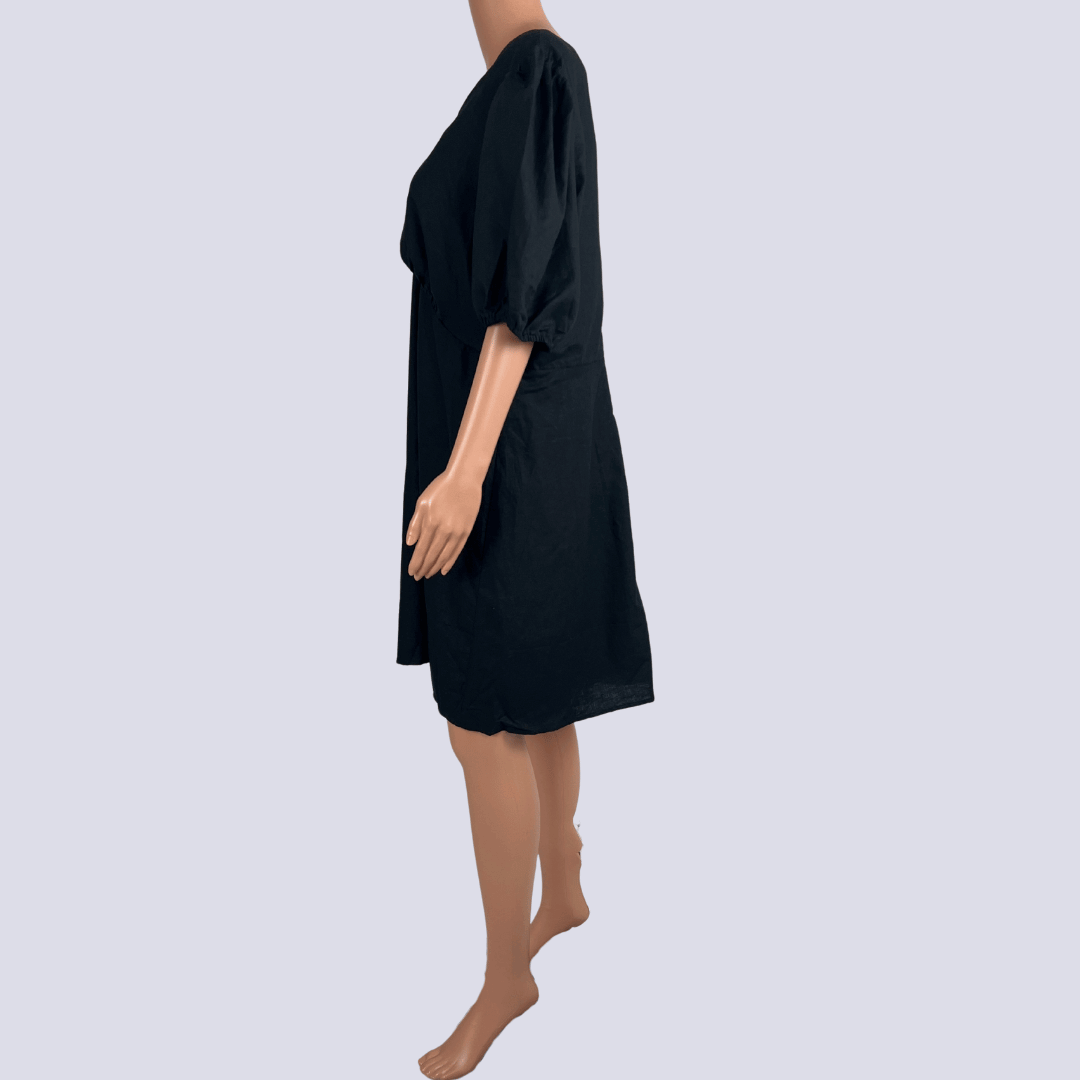 A&H Thalia Vneck Linen Blens Mini Dress 18