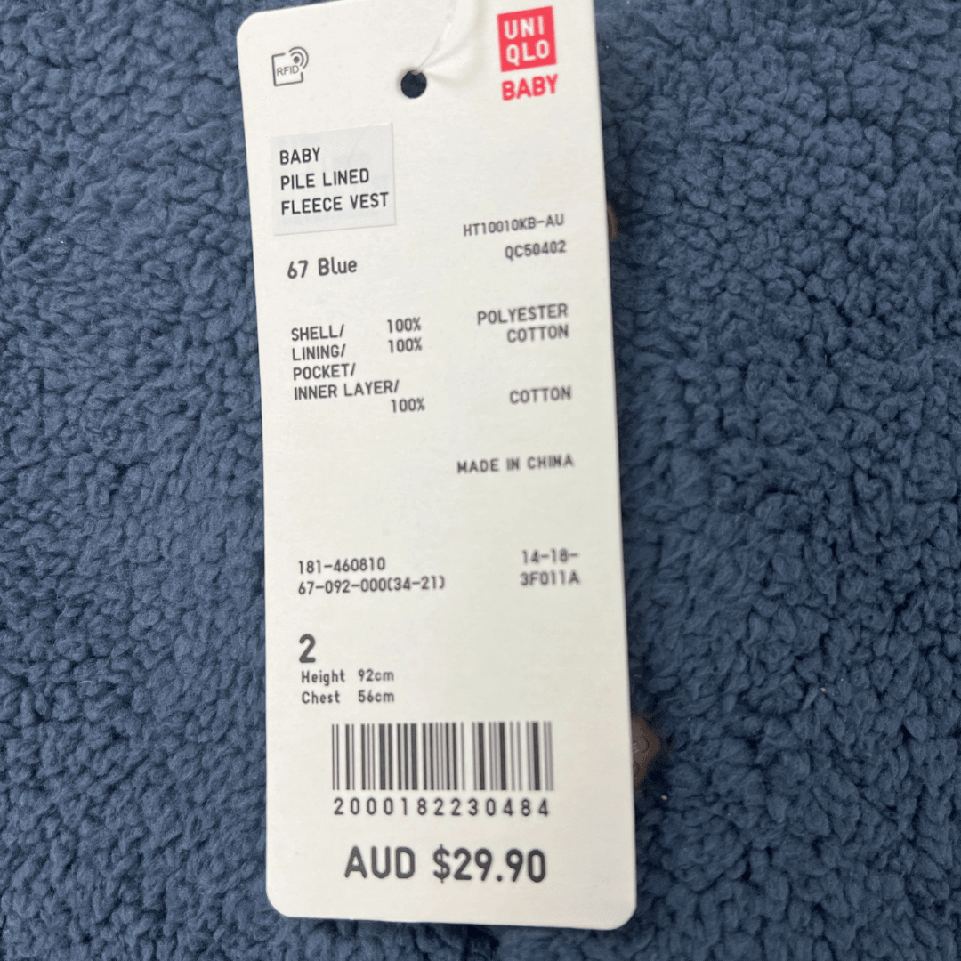 Front detail view of the Uniqlo vest