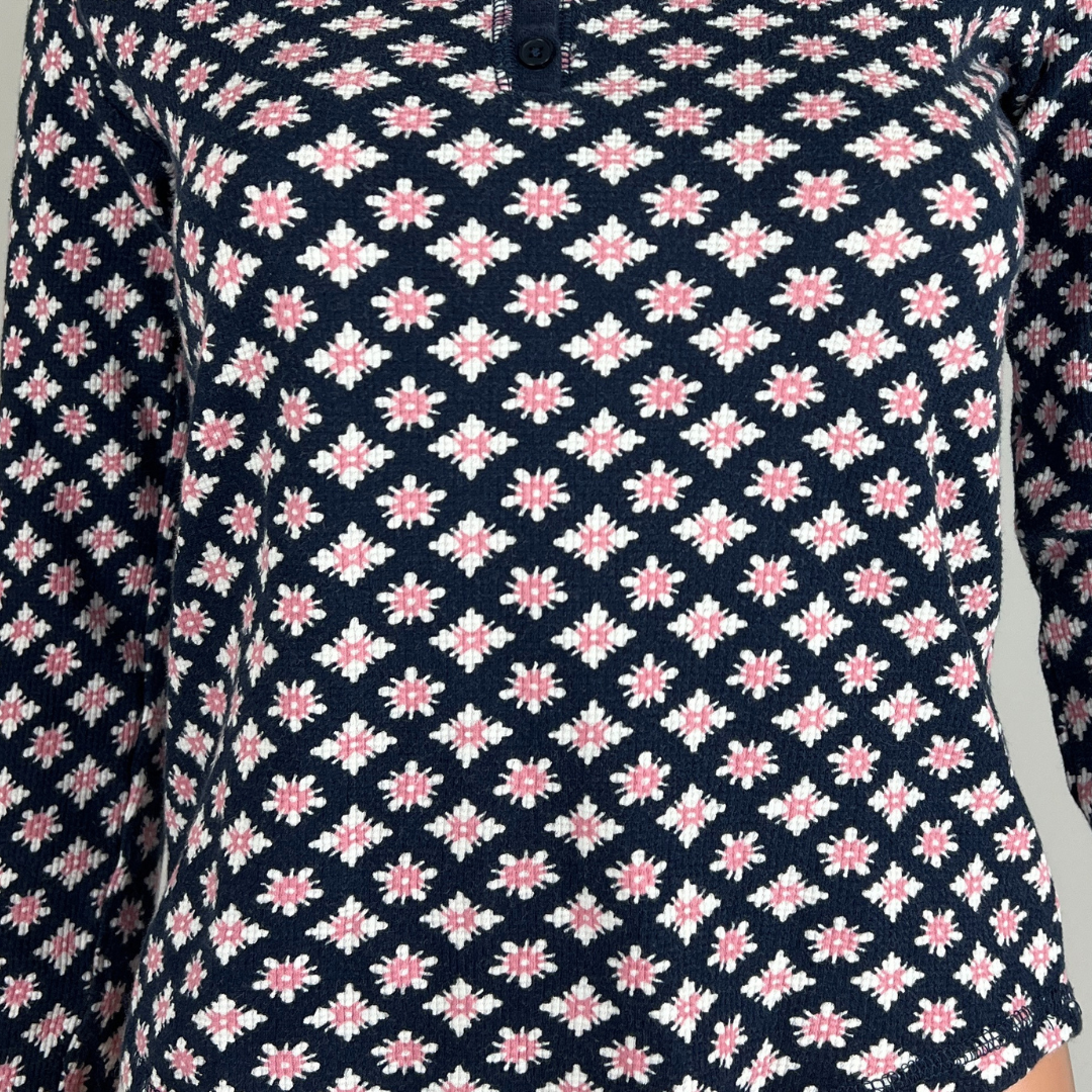 Front print detail view of the Mix Women's Floral Long Sleeve Top