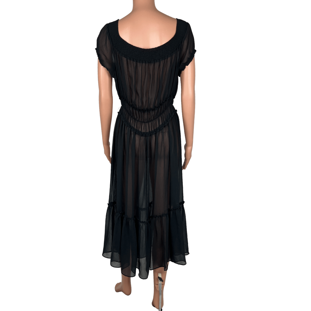 Sportsgirl Black Sheer Midi Dress 12