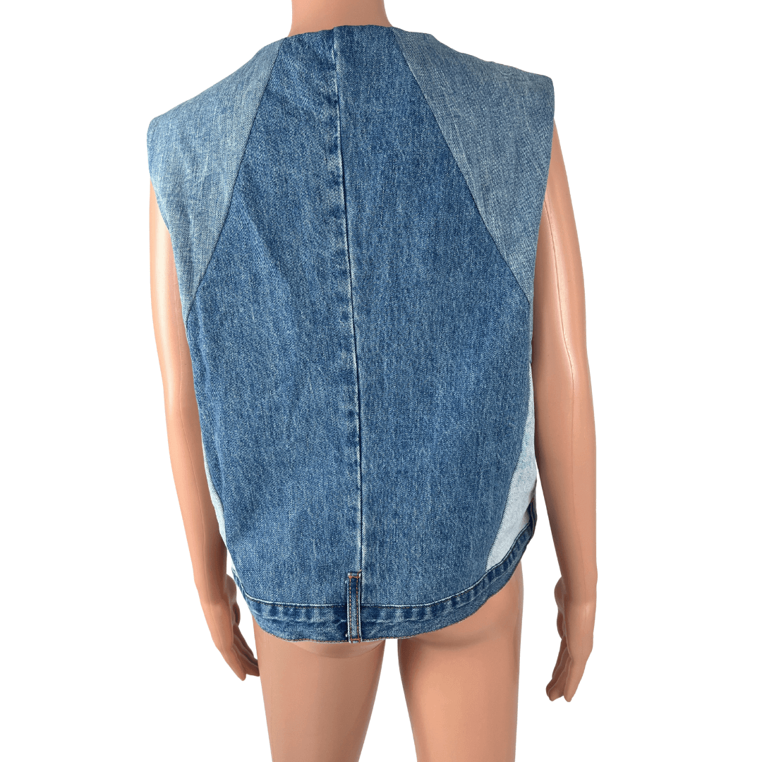 Back view of the Denim Upcycled Vest