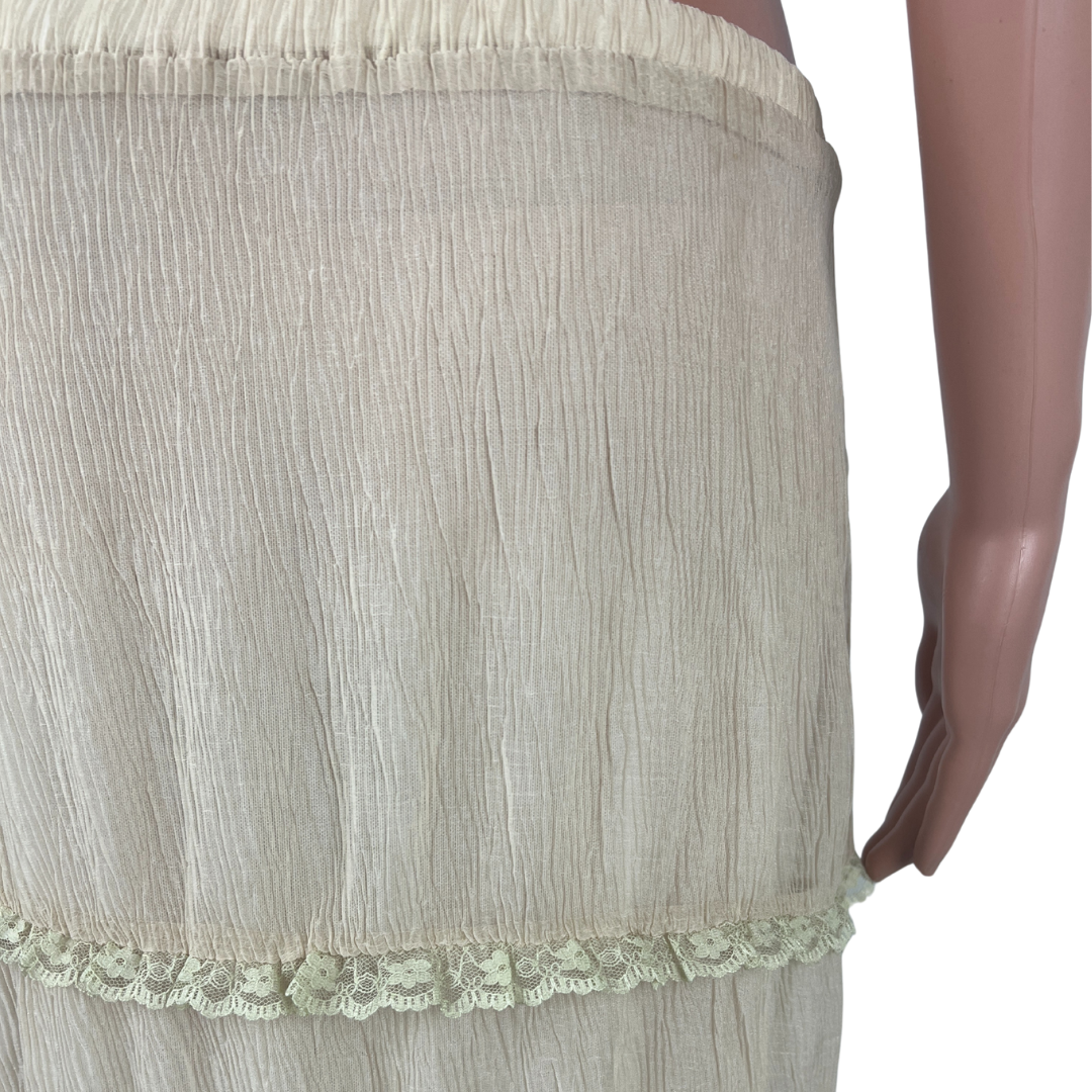 Back Detail view of the Dazie Cream Layered Maxi Skirt