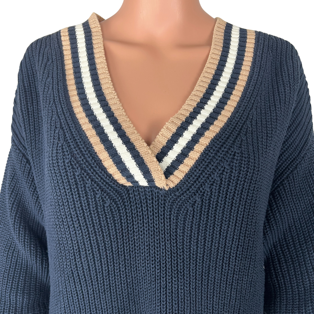 Front detail view of the The Upside Josette V Neck Knit Sweater