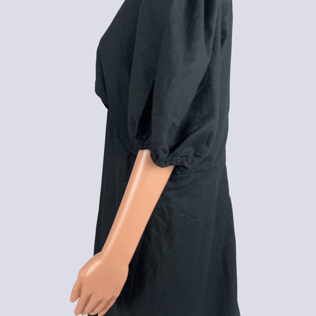 A&H Thalia Vneck Linen Blens Mini Dress 18