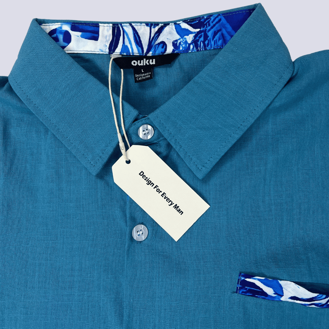Collar detail view of the Ouku Mens Shirt Large