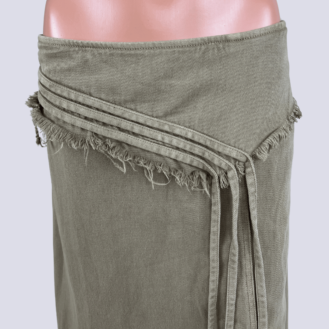 Front view of the Lioness Khaki Denim Skirt