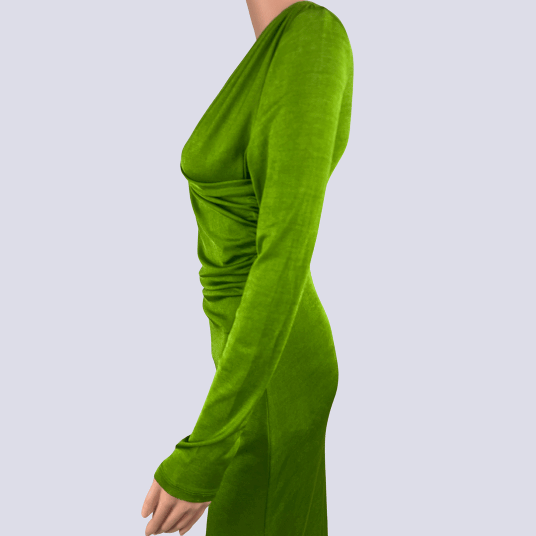 Side detail view of theH&M Green Dress