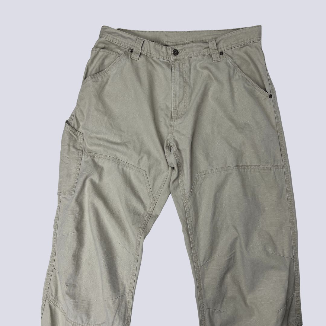 Front detail view of the ALCW men's beige trousers
