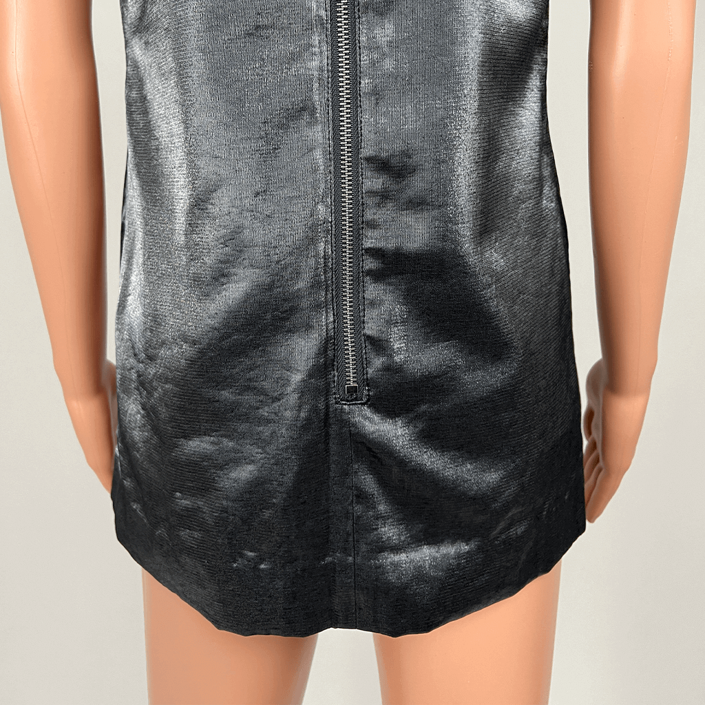 ASOS Metallic Silver Mini Dress Hem Detail