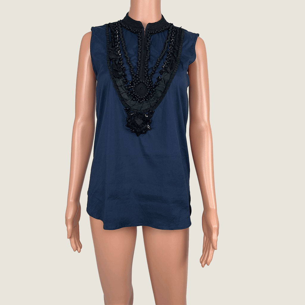 Adam Lippes Navy Sleeveless Top Front