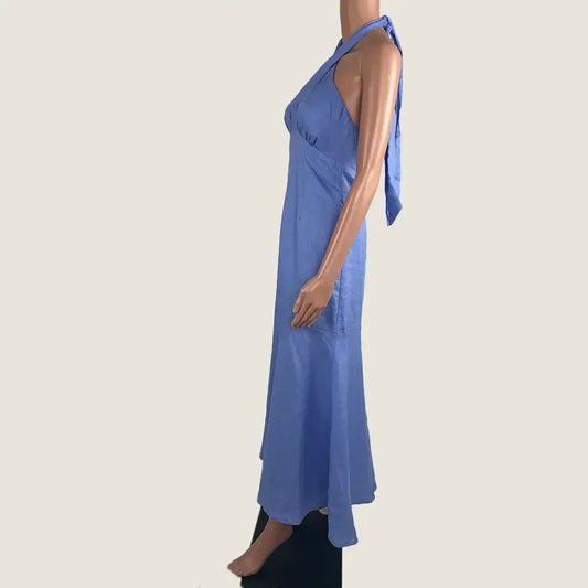 Side View of the Aere Cross Front Halter Dress