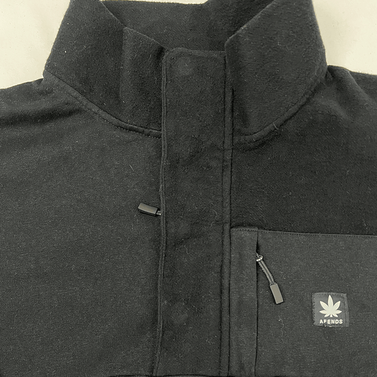 Unisex Hemp Panel Crew Neck Jumper Collar Closed