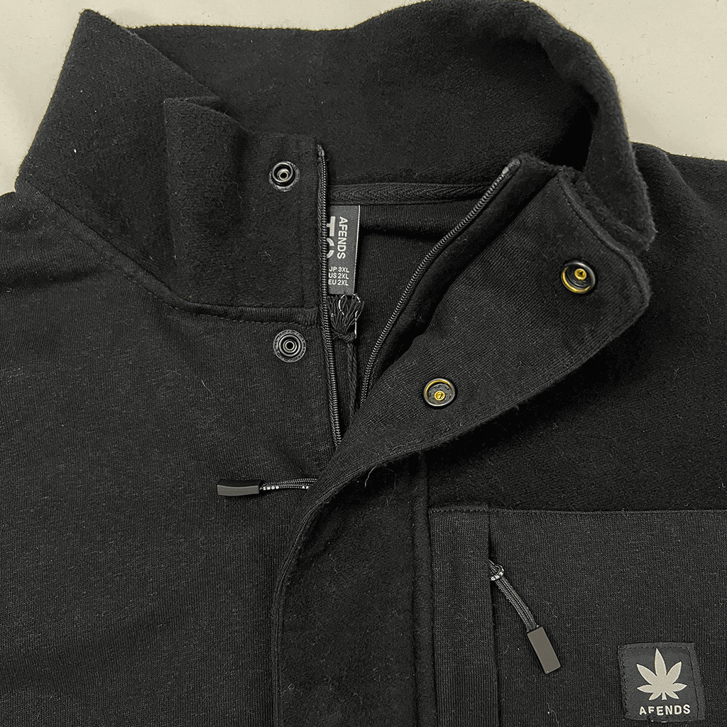 Unisex Hemp Panel Crew Neck Jumper Collar Open