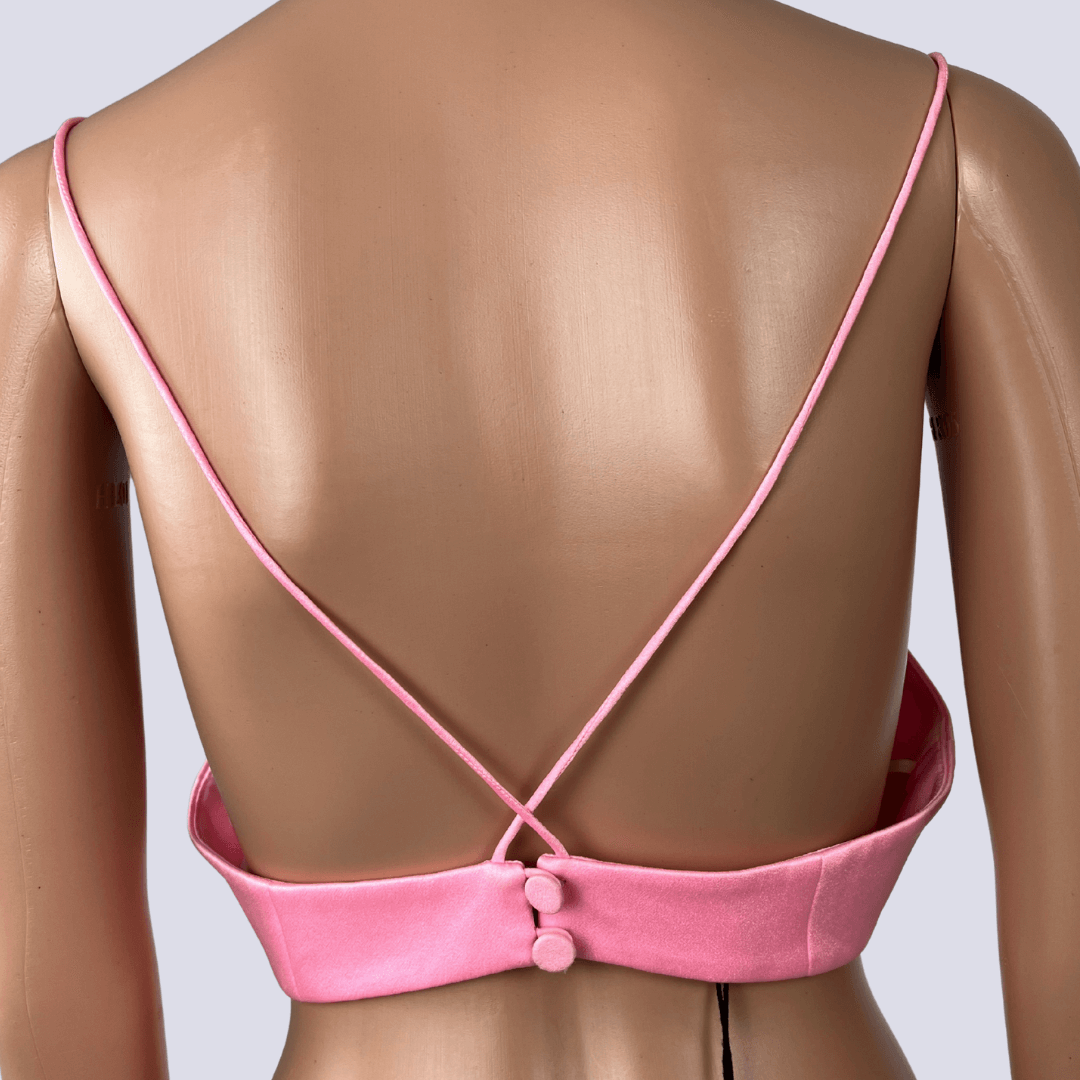 Back view of the Alex Perry Satin Crepe Sweetheart Bra Top