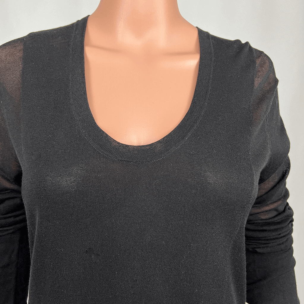 Alexander Wang Black Sheer Knit Top Collar