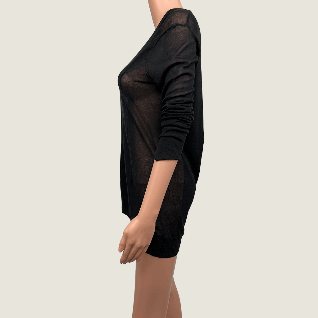 Alexander Wang Black Sheer Knit Top Side