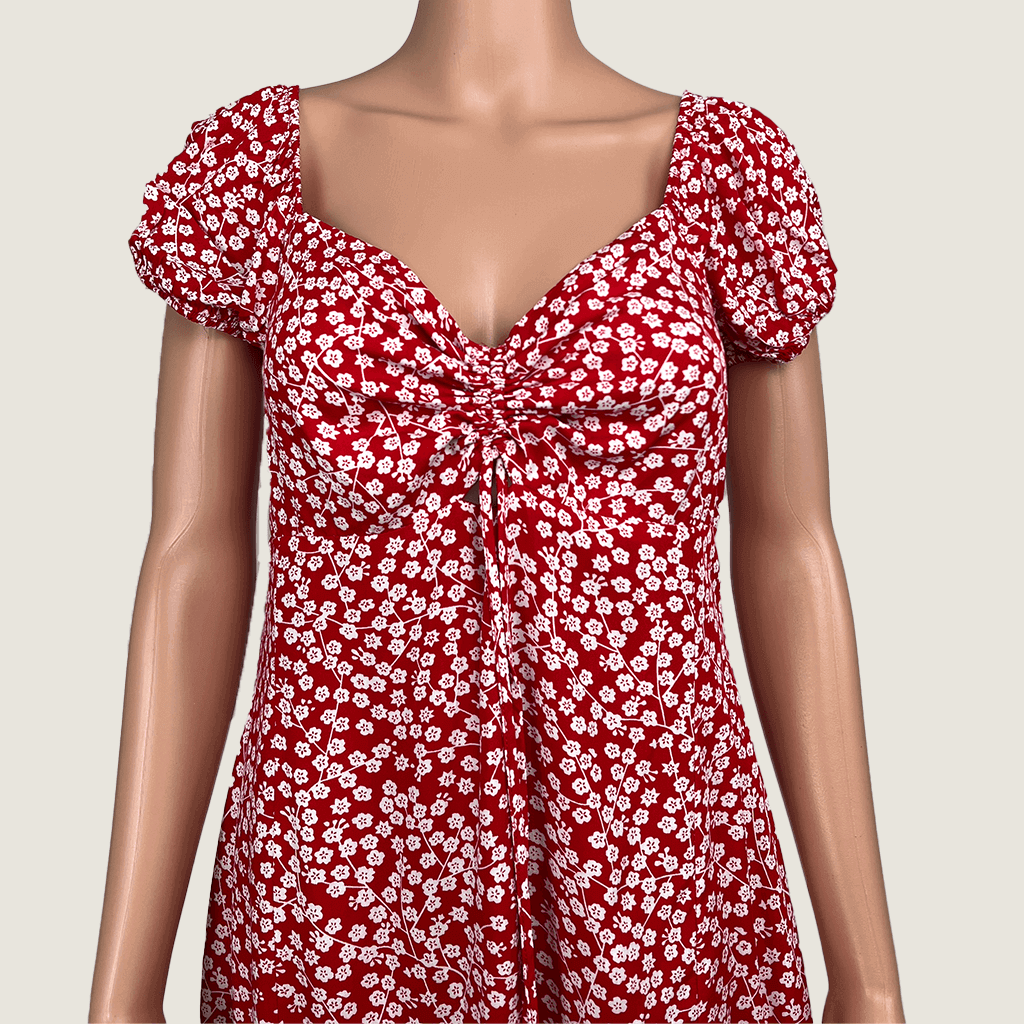 allabouteve Cherrie Shirred Mdi Dress Frint Detail