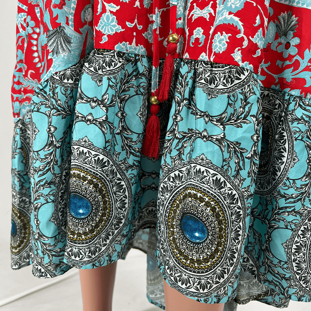 Hem view of colourful slip dress by Autograph