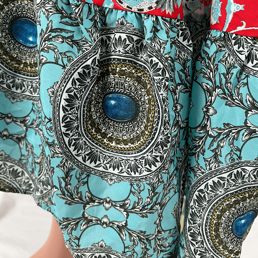 Print detail of colourful slip dress by Autograph