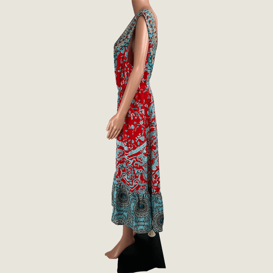 Side view of colourful slip dress by Autograph