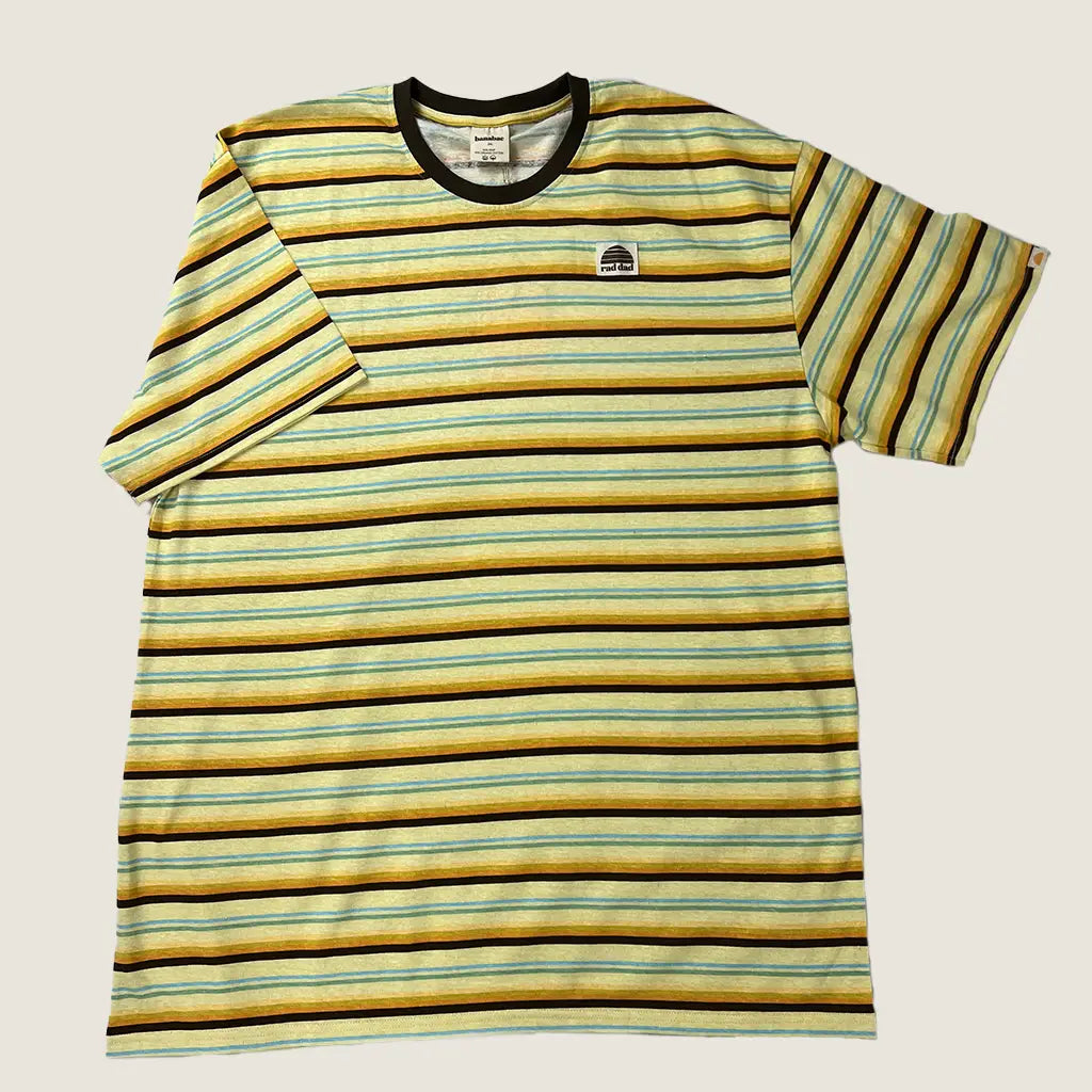 Front View of Banabae Rad Dad Brights Stripe Hemp Tee