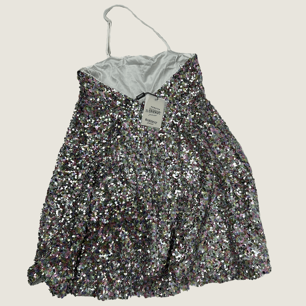 Girls Sequin Halter Rainbow Dress Back