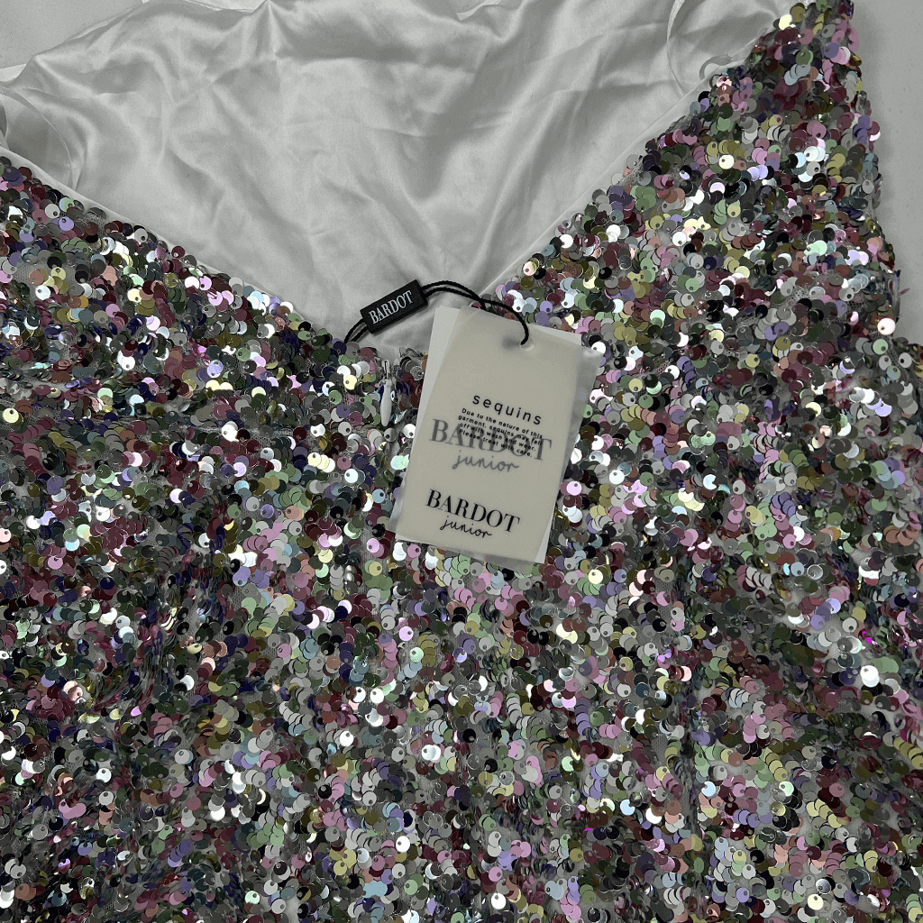 Girls Sequin Halter Rainbow Dress Back Detail