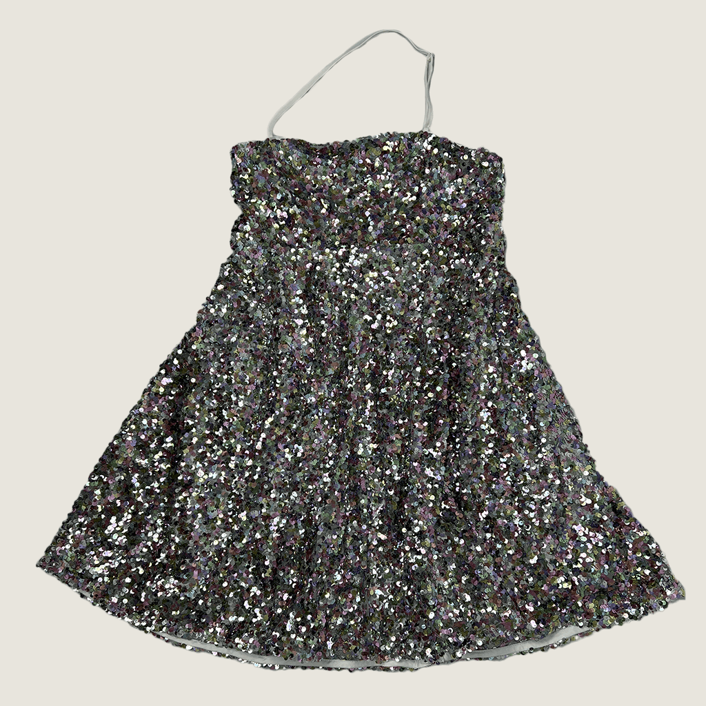 Girls Sequin Halter Rainbow Dress Front
