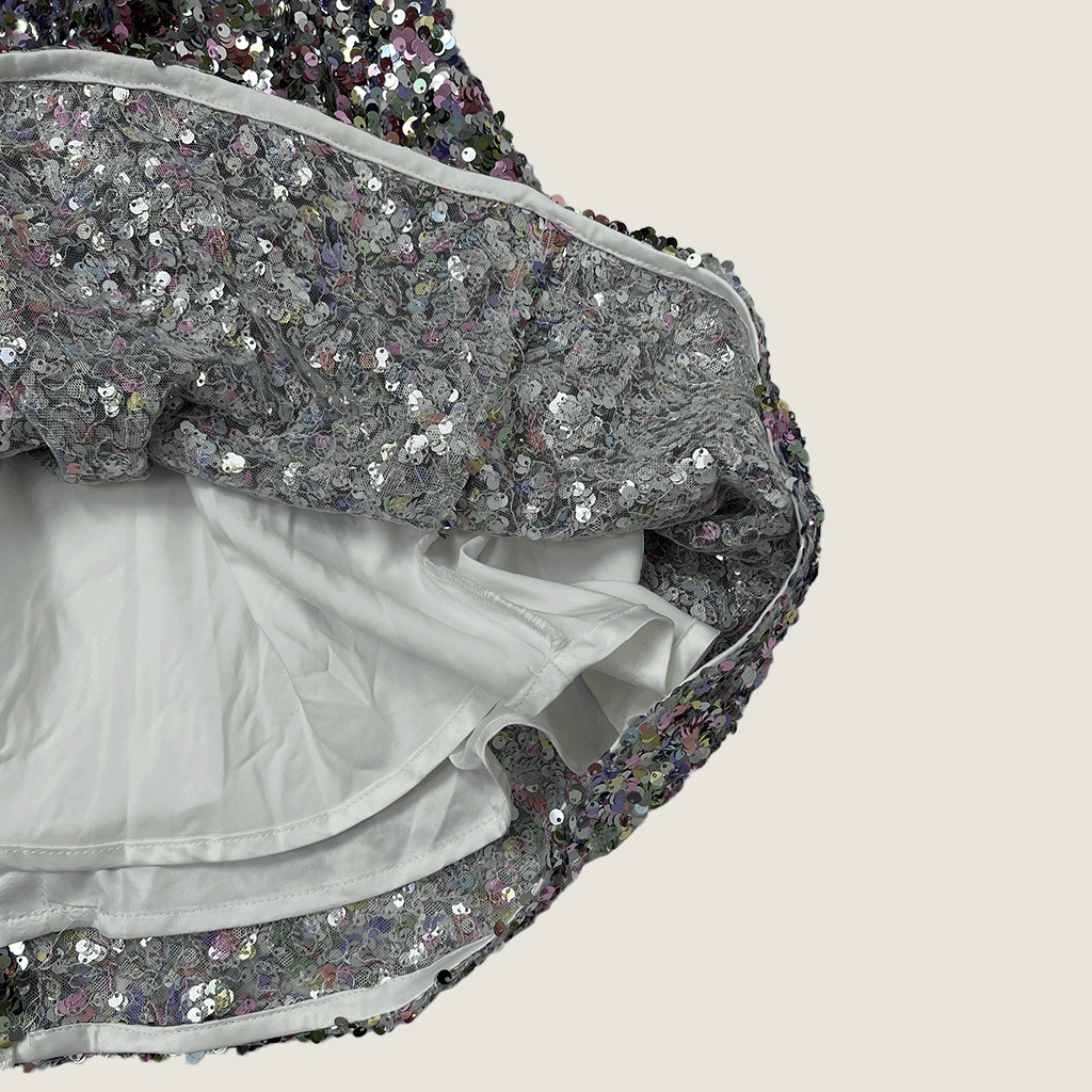 Girls Sequin Halter Rainbow Dress Lining Detail