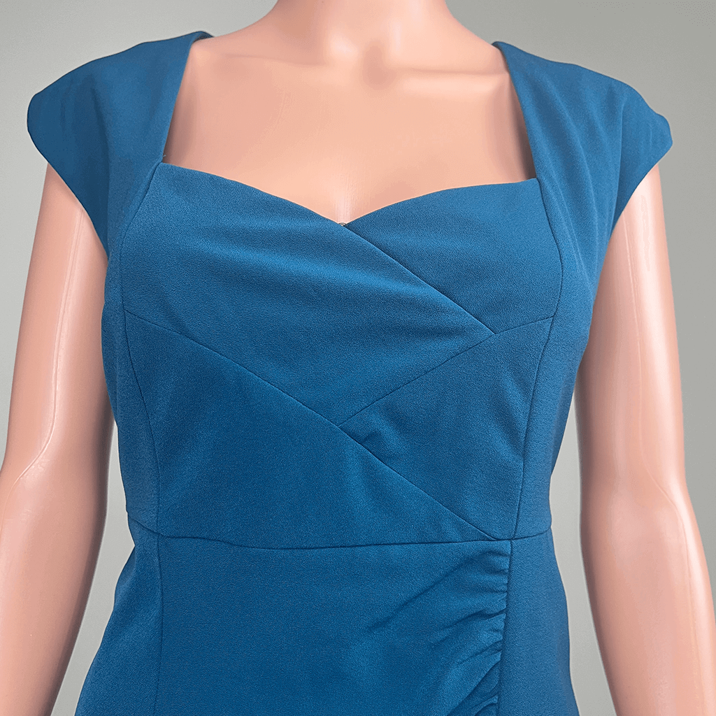 Basque Teal Sleeveless Dress Collar Detail