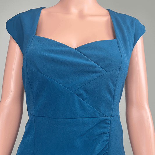 Basque Teal Sleeveless Dress Collar Detail
