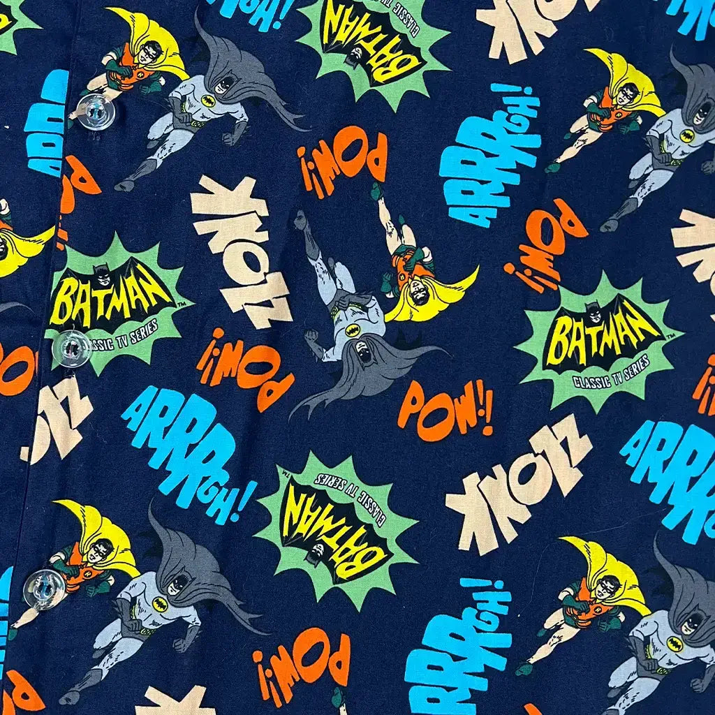 Front Print View of The View Batman Button-Up Short Sleeve PJ Shirt