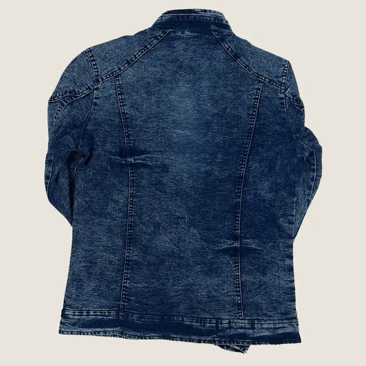Back of the Men Moto Biker Denim Jacket