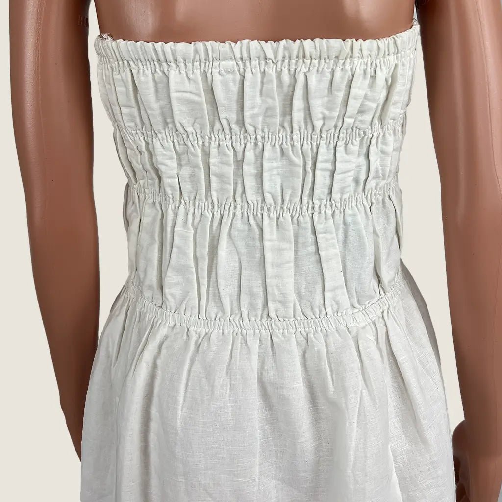 Back Detail View of the Brave+True White Sleeveless Isabella Dress