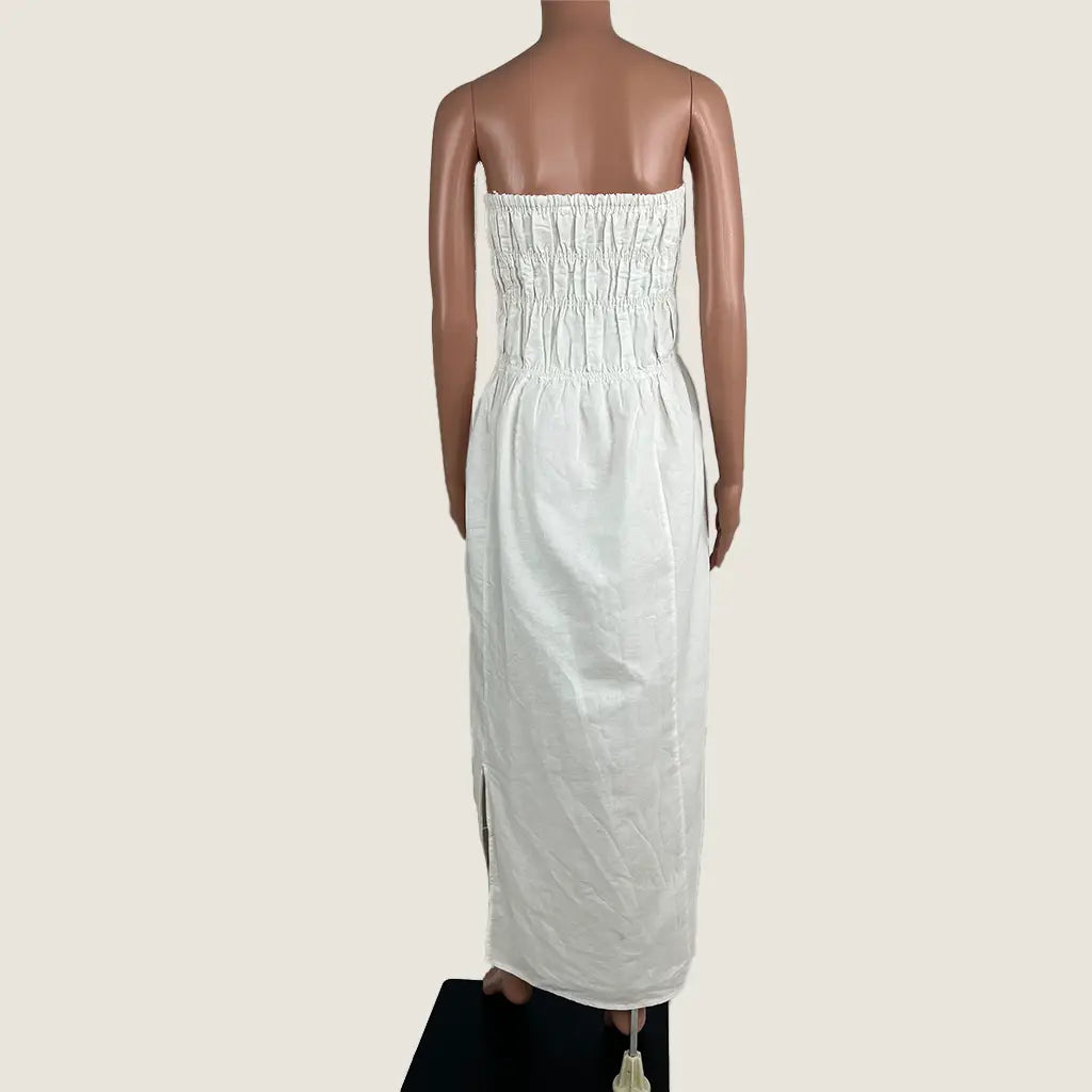 Back View of the Brave+True White Sleeveless Isabella Dress
