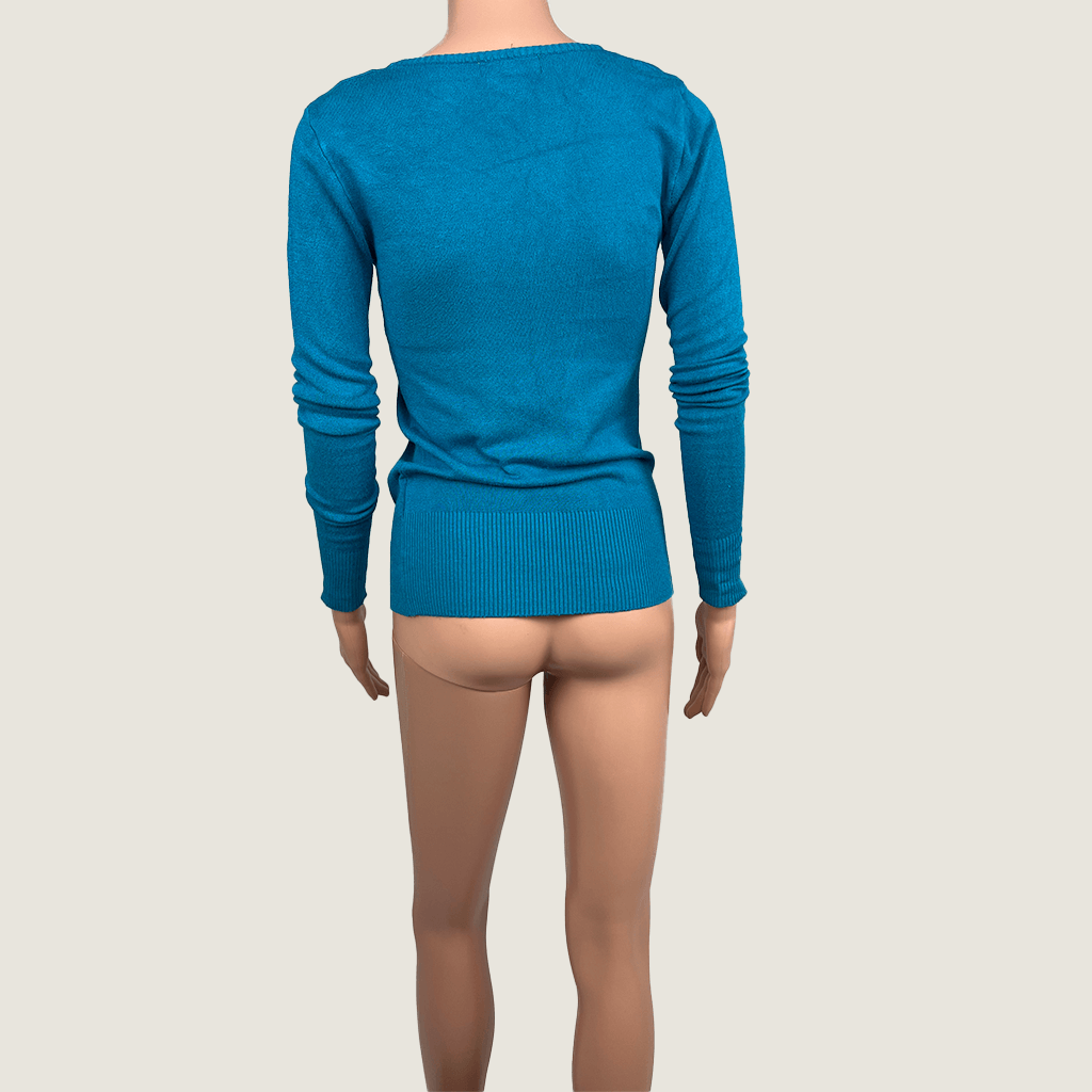 Caroline Morgan Blue Topaz Long Sleeve Jumper Back