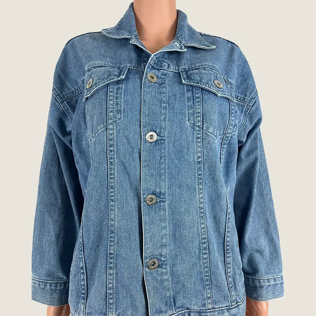 Front Detail View of the Chocoolate Denim Jacket
