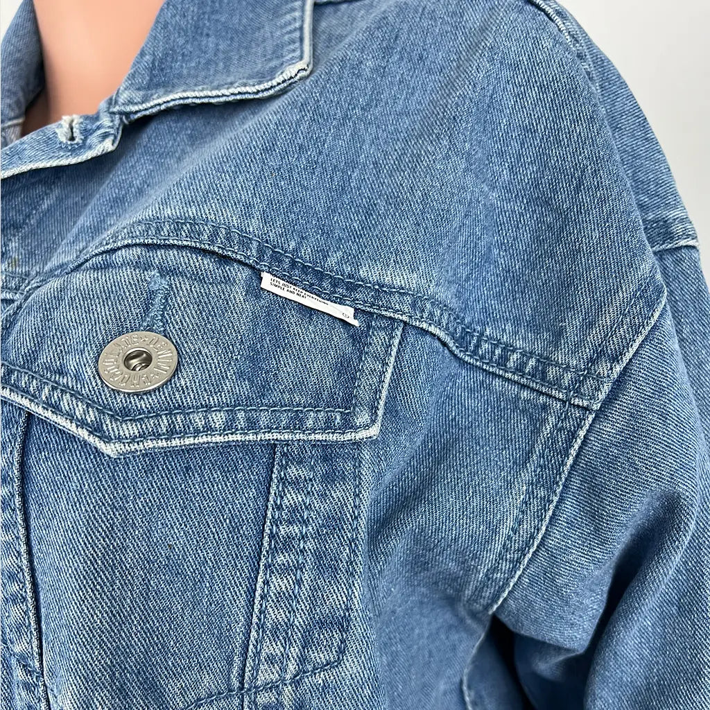 Front Detail View of the Chocoolate Denim Jacket