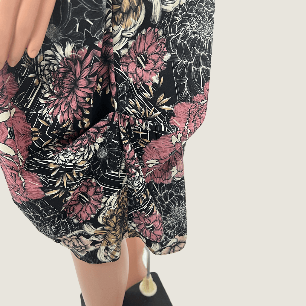 City Chic Summer Floral Midi Dress Gathering Detail