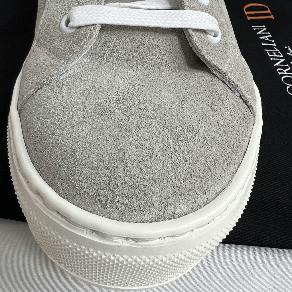 Detail View of the Toe on the Corneliani Mens Sneaker Pair