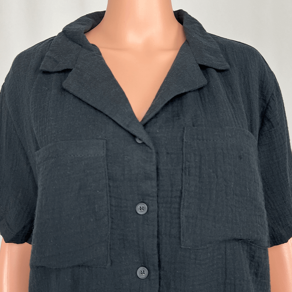 Cotton On Black Shirt Front Collar