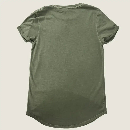 Back View of the Country Road Australian Cotton Longline Garment Dyed T-Shirt