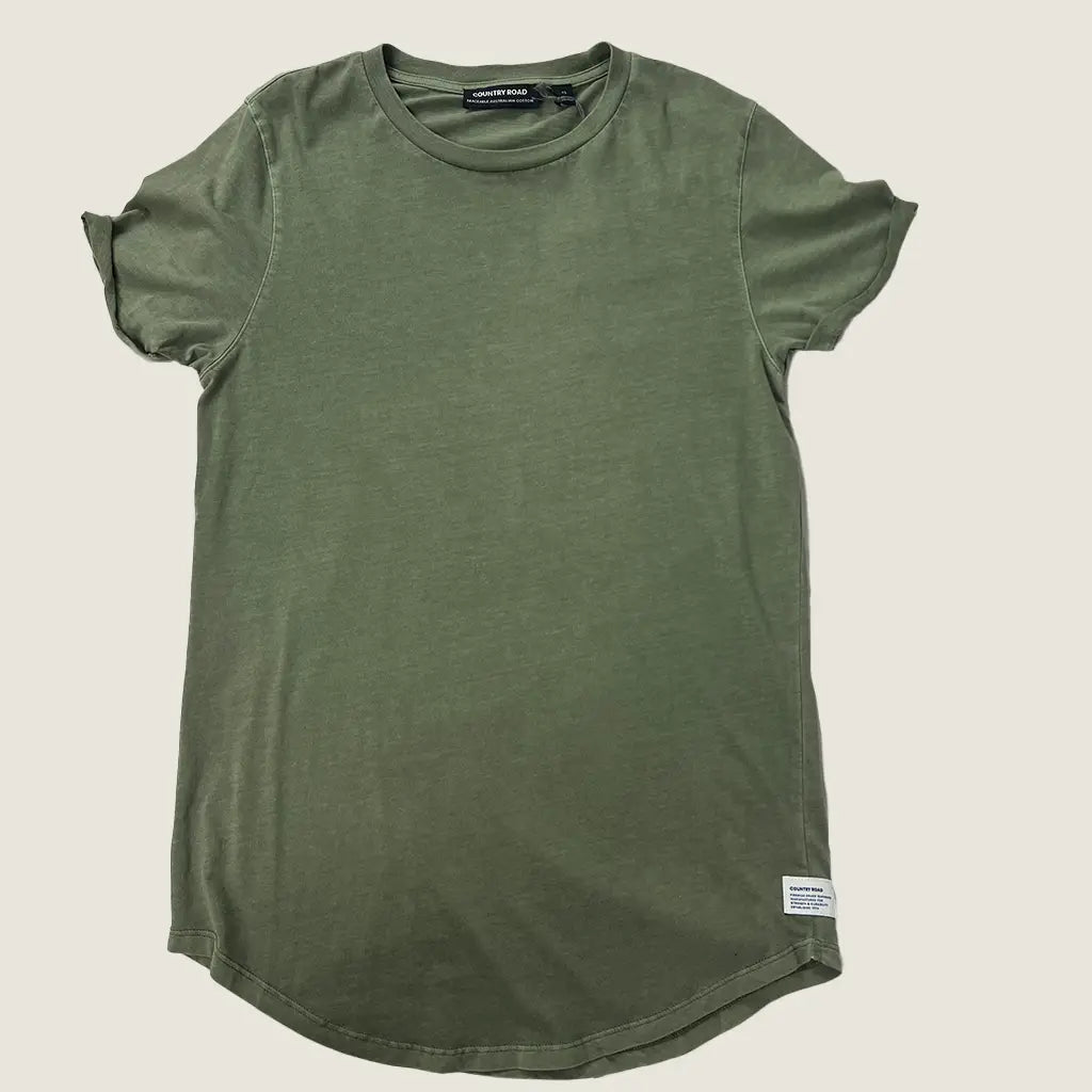 Front View of the Country Road Australian Cotton Longline Garment Dyed T-Shirt