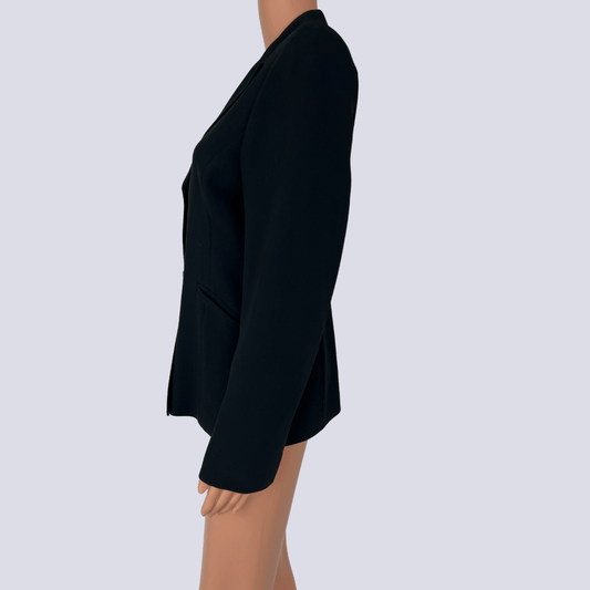 Front view of the Cue black women's blazer