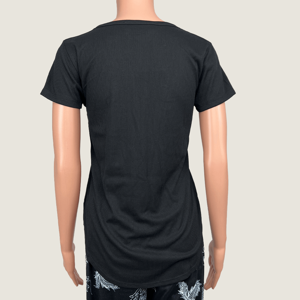 Decjuba Womens Soft Ribbed T-Shirt Back Detail