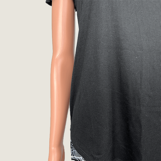 Decjuba Womens Soft Ribbed T-Shirt Ribbed Detail