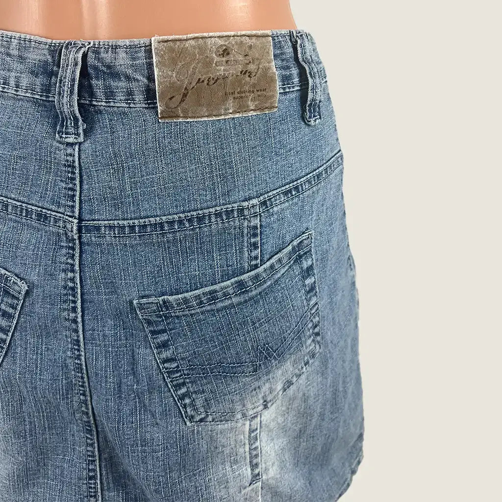 Denim Straight Cut Mini Skirt Small